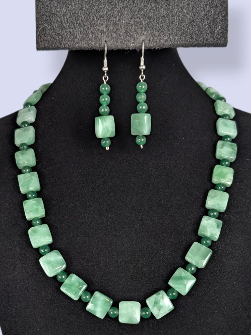 Vintage Green Aventurine & Amazonite Beaded Demi Parure